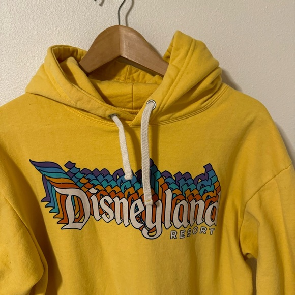 Disneyland Resort Retro Rainbow Logo Graphic Yellow Hoodie Disney Parks-Small - Picture 3 of 7